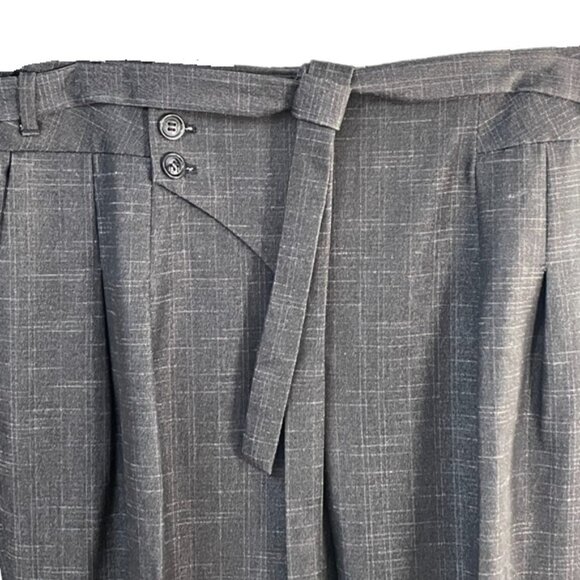 Coquille Anthro Waist Tie Pleated Ankle Length Cuffed Trousers - Picture 3 of 8